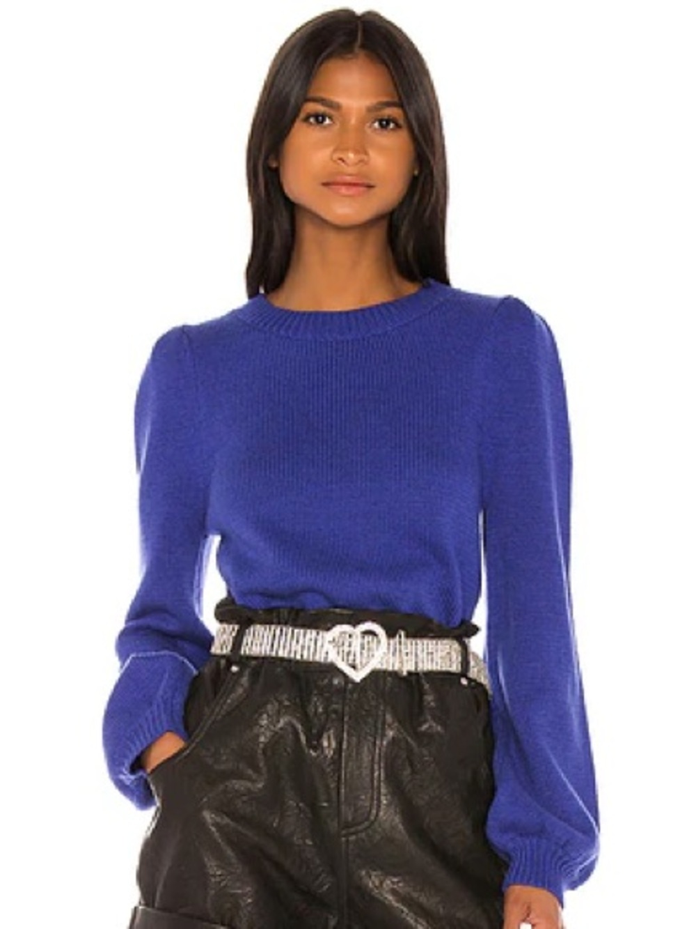 GRLFRND Revolve Penelope Princess Blue Crewneck Long Sleeve Sweater Size Small